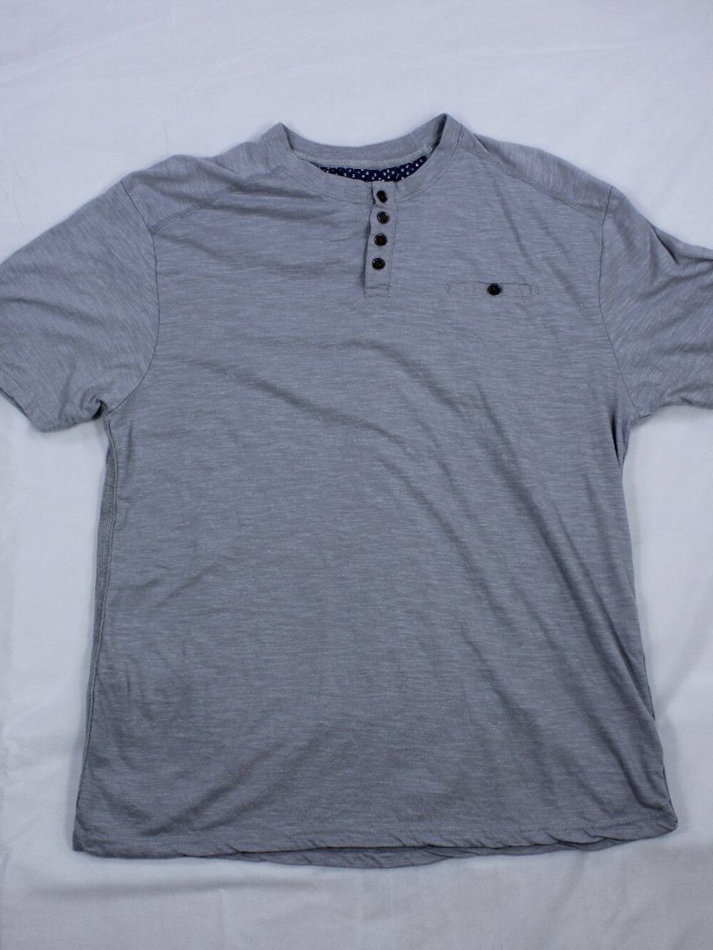 Colours by Alexander Julian Men's Henley Shirt - Heathered Grey - Short Sleeve‎